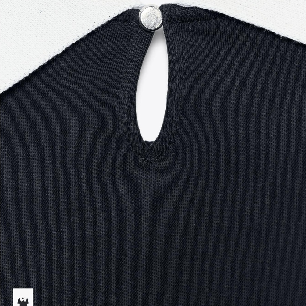 Zara Black and White Scalloped Collar Top - Picture 3 of 4